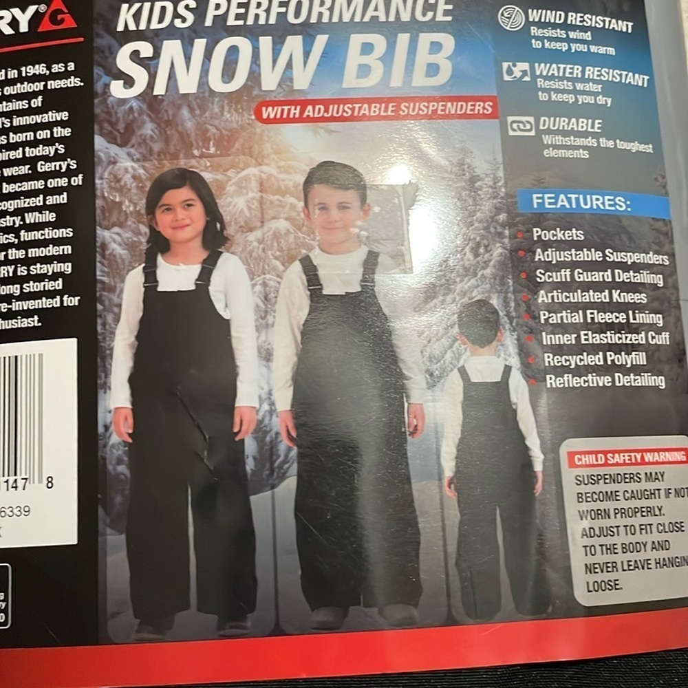 - - Kids performance snow BIB with adjustable suspenders